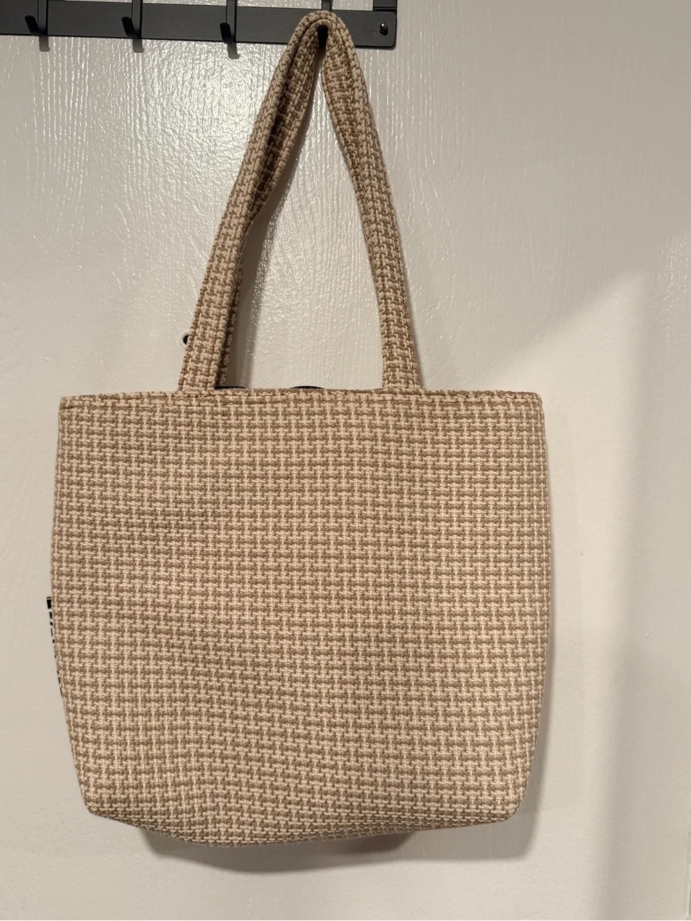 Beige Woven Tote Bag